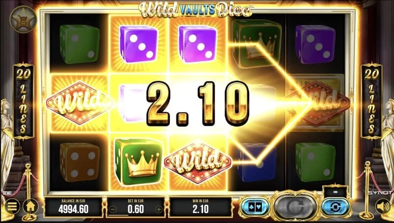 Wild Vaults Dice - ekran główny z bębnami i skarbcem
